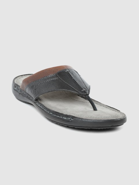 

LEO CLAWS Men Black & Brown Solid Leather Comfort Sandals