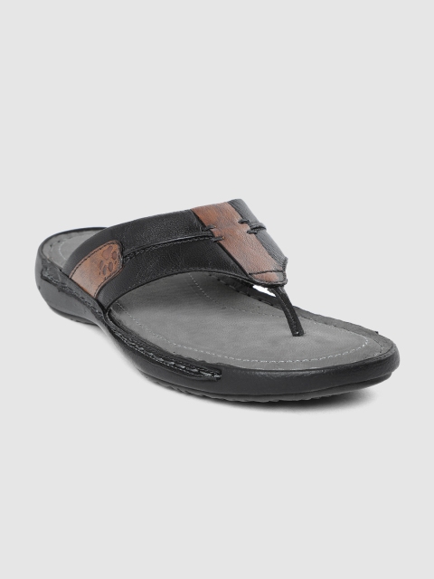 

LEO CLAWS Men Black & Brown Leather Comfort Sandals