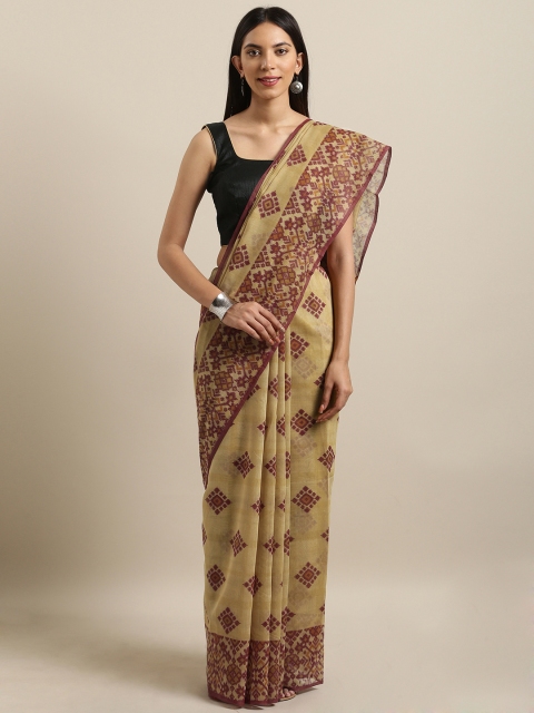 

Saree Swarg Beige Printed Cotton Blend Saree