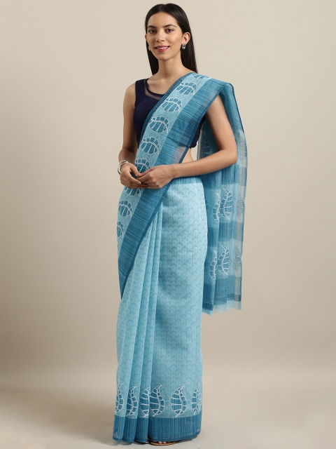 

Saree Swarg Blue Printed Cotton Blend Saree