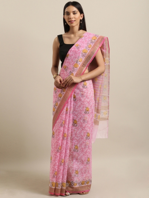 

Saree Swarg Pink Printed Cotton Blend Saree