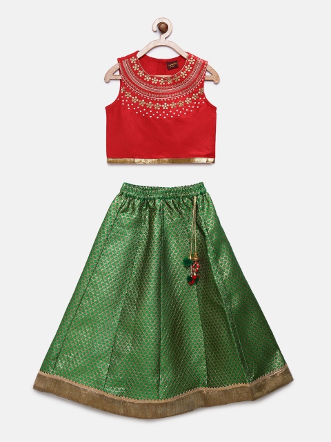 

Twisha Red & Green Ready to Wear Pattu Pavadai