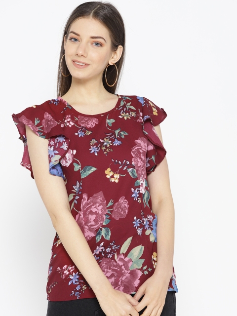 

Karmic Vision Women Maroon & Green Printed Top