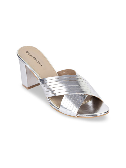 

Bruno Manetti Women Silver-Toned Textured Heels