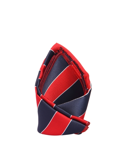 

Tossido Men Red & Blue Striped Pocket Square