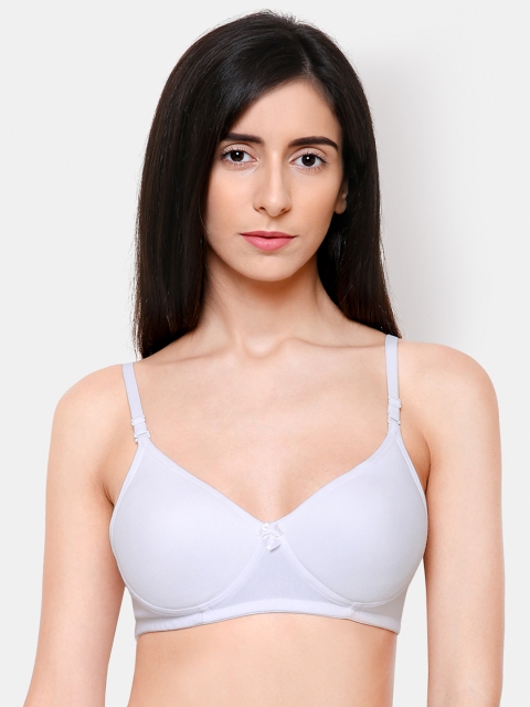 

College Girl White Solid Non-Wired Heavily Padded Push-Up Bra