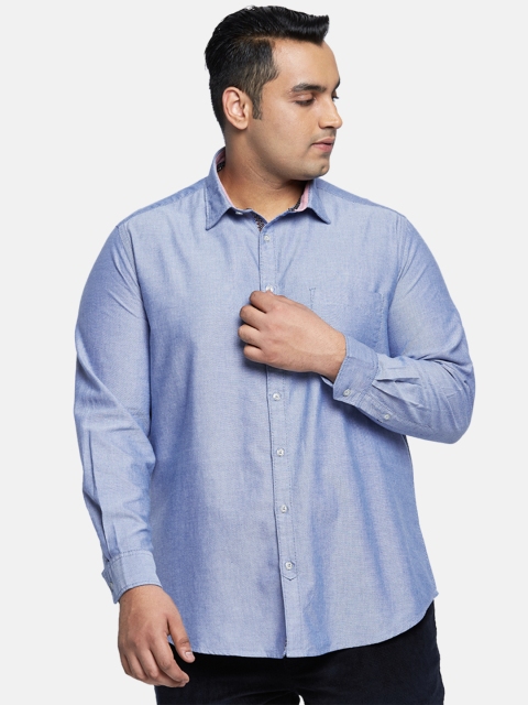 

aLL Plus Size Men Blue Regular Fit Solid Casual Shirt