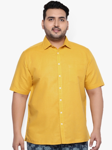 

aLL Men Mustard Yellow Regular Fit Solid Casual Shirt
