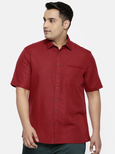 

aLL Plus Size Men Red Regular Fit Solid Casual Shirt