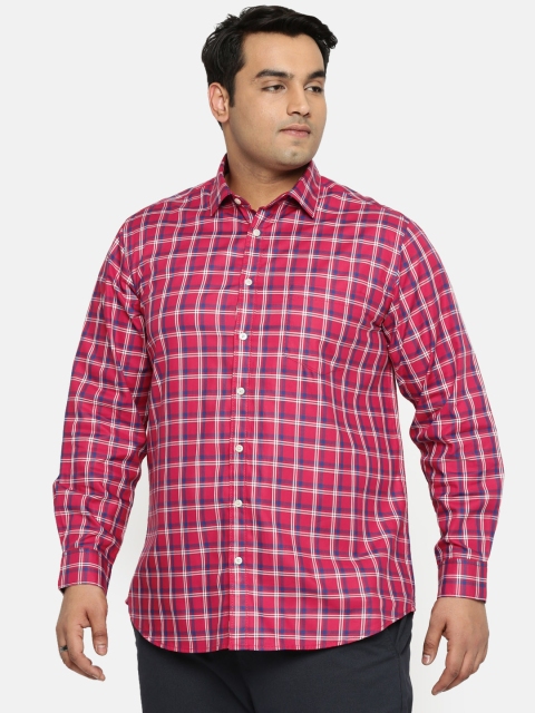 

aLL Plus Size Men Red Blue Regular Fit Checked Casual Shirt