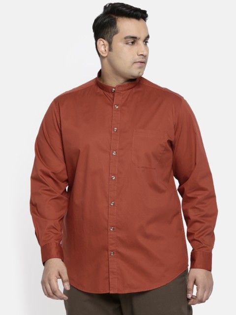 

aLL Plus Size Men Rust Brown Regular Fit Solid Casual Shirt