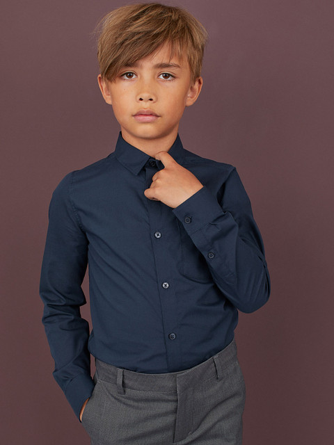 

H&M Boys Blue Solid Easy-Iron Shirt