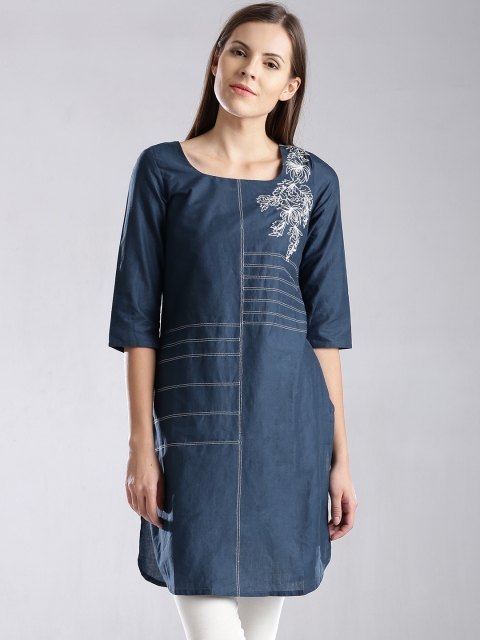 

W Blue Embroidered Kurta