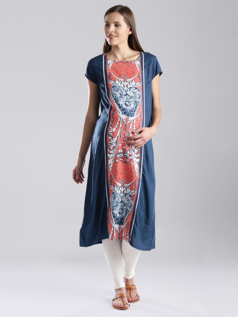 

Mum's Diary by W Blue Printed Panelled Kurta