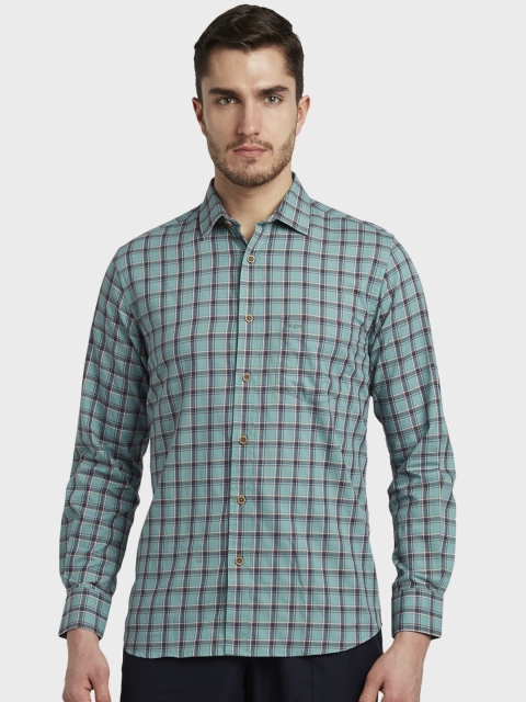 

ColorPlus Men Green & Red Tailored Fit Checked Casual Shirt