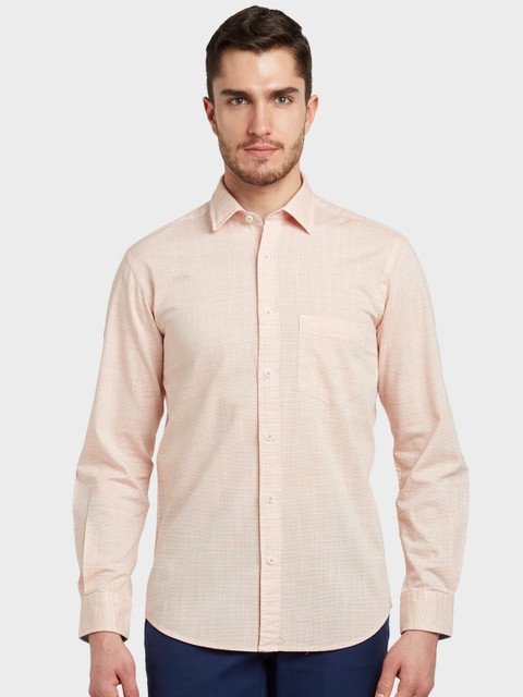 

ColorPlus Men Coral Orange Tailored Fit Solid Casual Shirt