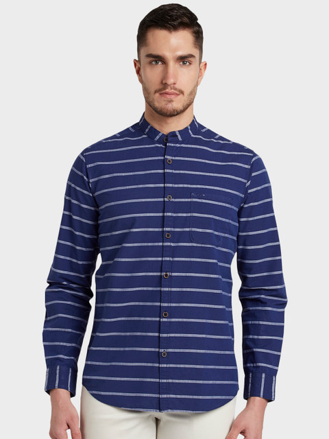 

ColorPlus Men Blue Regular Fit Striped Casual Shirt