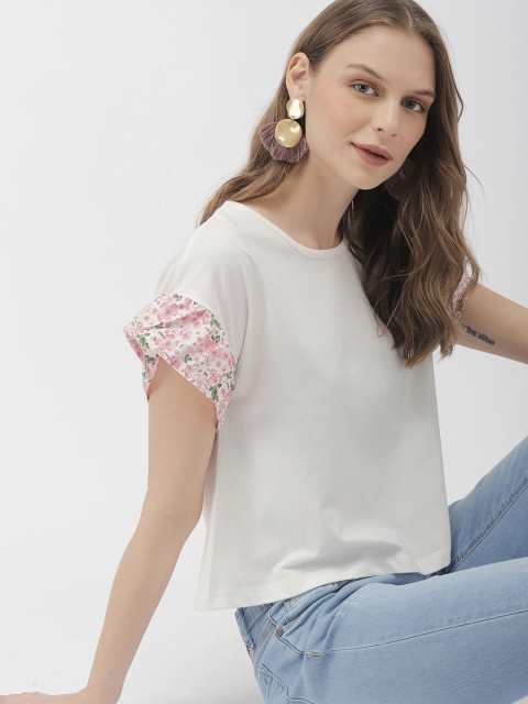 

Mast & Harbour Women Off-White Solid Top