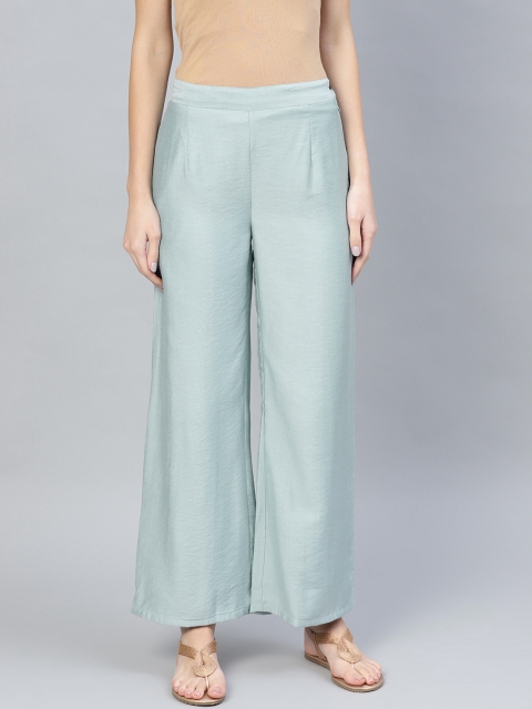 

AKS Women Blue Solid Straight Palazzos