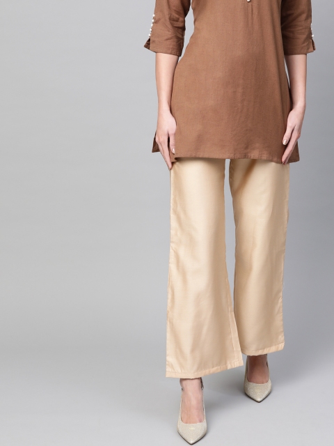 

AKS Women Beige Solid Straight Palazzos