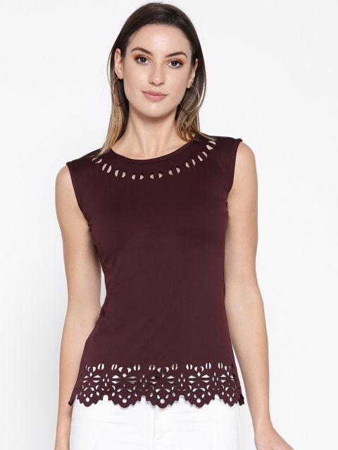 

Purple Feather Women Burgundy Solid Top