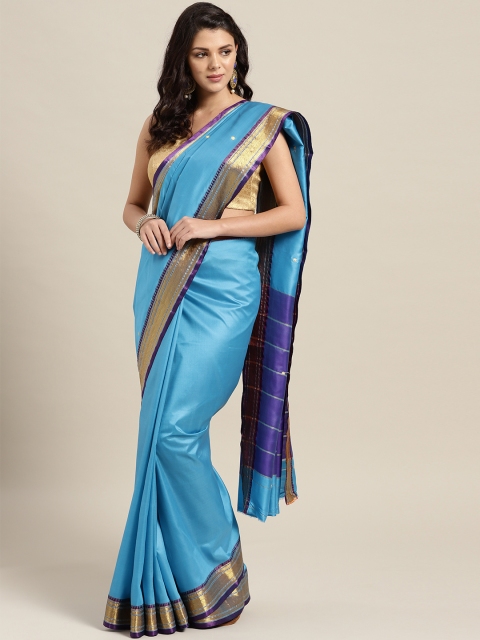 

Ishin Blue Solid Mysore Silk Saree