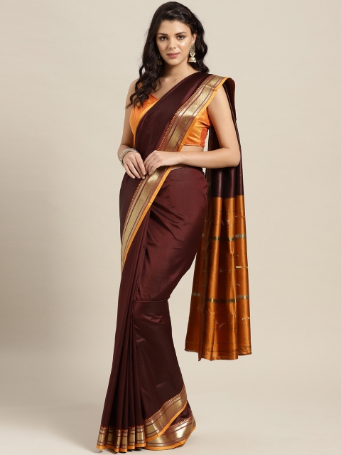 

Ishin Brown Solid Mysore Silk Saree