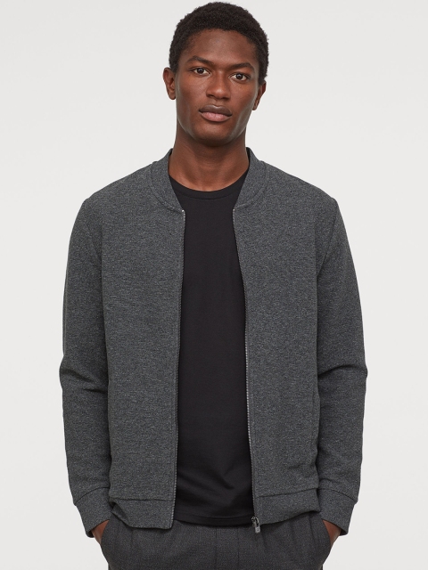 

H&M Men Grey Zipped cardigan