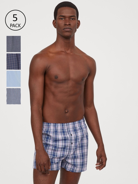 

H&M Men 5-Pack Woven Boxer Shorts 0697920010, Blue