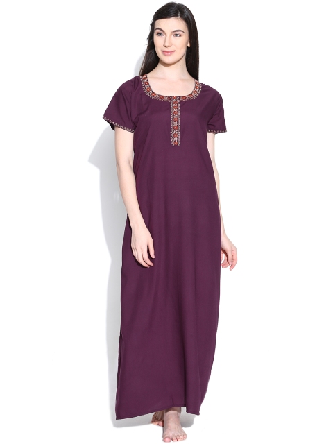 

Sand Dune Purple Embroidered Maxi Nightdress 841