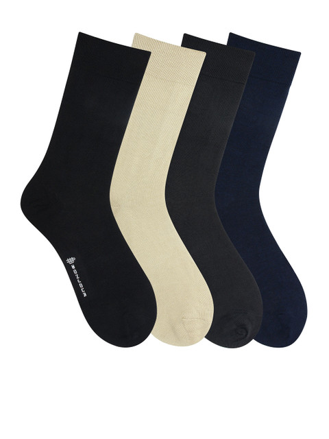 

Bonjour Men Pack of 4 Assorted Solid Calf-Length Socks