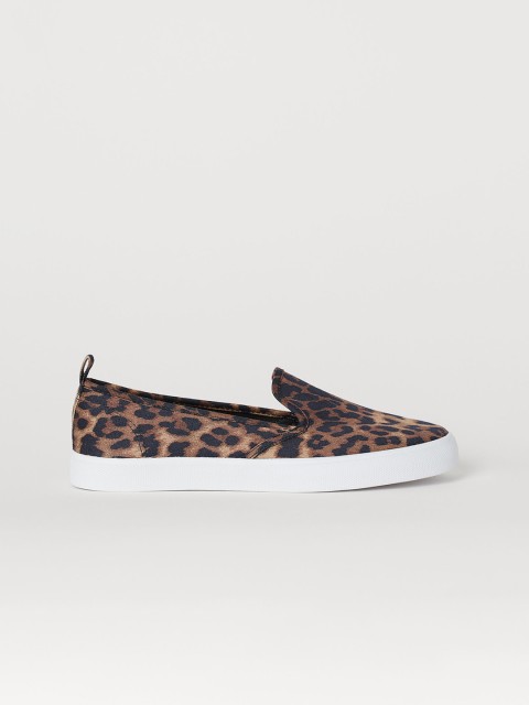 

H&M Women Beige & Black Animal Print Slip-On Trainers
