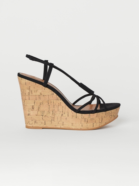 

H&M Women Black Wedge-Heel Sandals