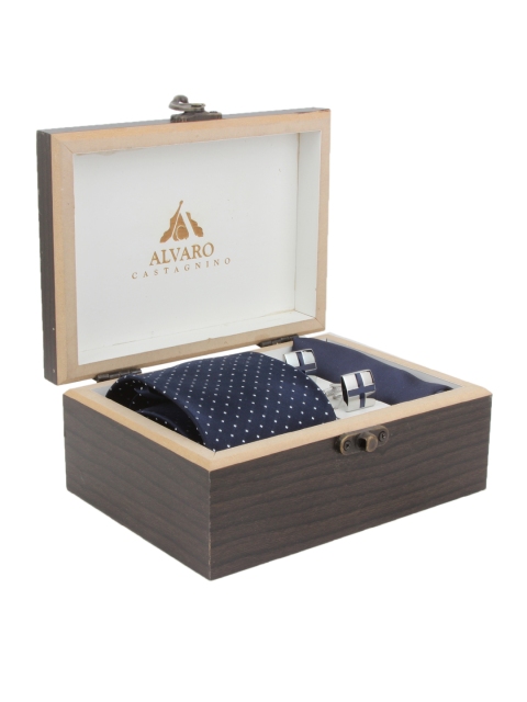 

Alvaro Castagnino Men Blue Tie, Cufflinks & Pocket Square Set