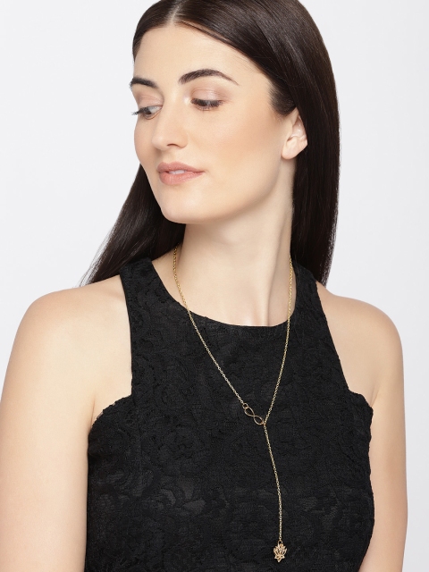 

OOMPH Gold Tone Minimal Filigree Floral Lariat Necklace