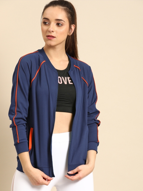 

DressBerry Women Navy Blue Solid Sporty Jacket