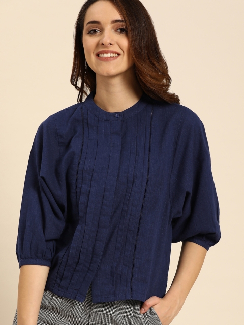 

DressBerry Women Navy Blue Regular Fit Solid Casual Shirt