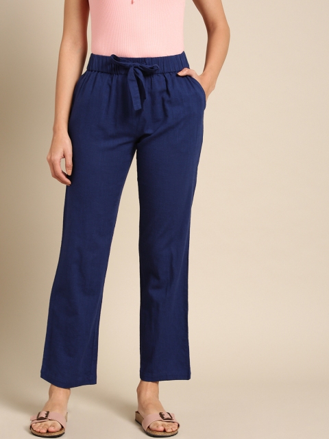 

DressBerry Women Blue Regular Fit Solid Trousers