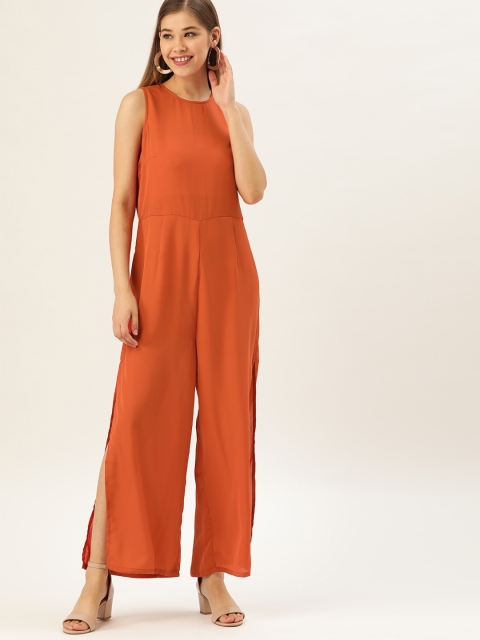 

DressBerry Women Rust Orange Solid Basic Jumpsuit