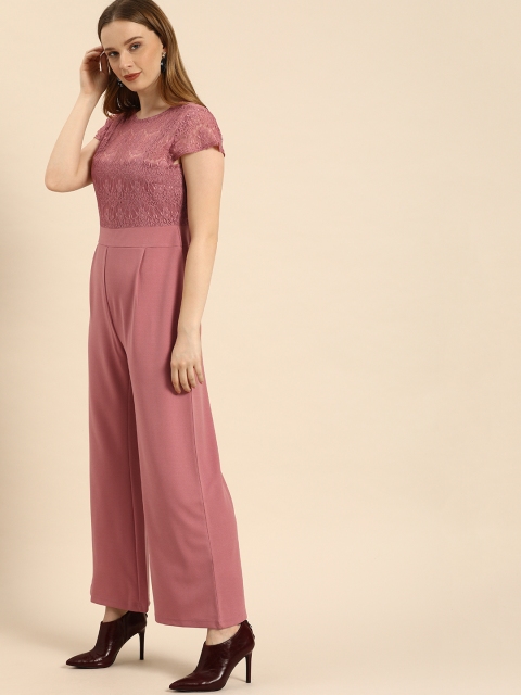 

DressBerry Women Mauve Pink Solid Basic Jumpsuit
