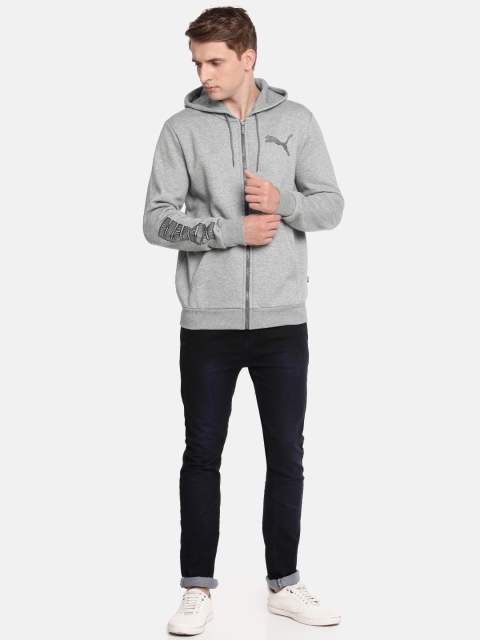 

Puma Men Grey Melange Solid KA FZ Hoody FL Hooded Sweatshirt