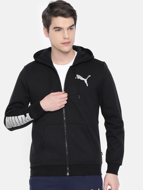 

Puma Men Black Solid Hooded KA FZ Hoody FL Sweatshirt