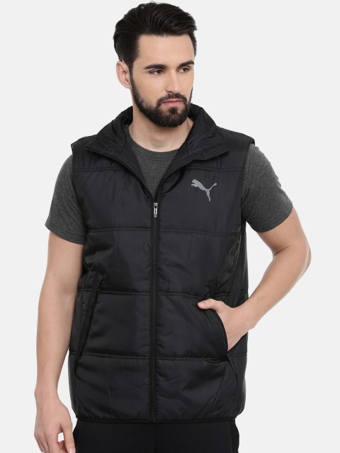 

Puma Men Black Solid Essentials Padded Vest Jacket