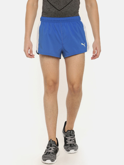 

Puma Men Blue & White Colourblocked Cross The Line Split Sports Shorts