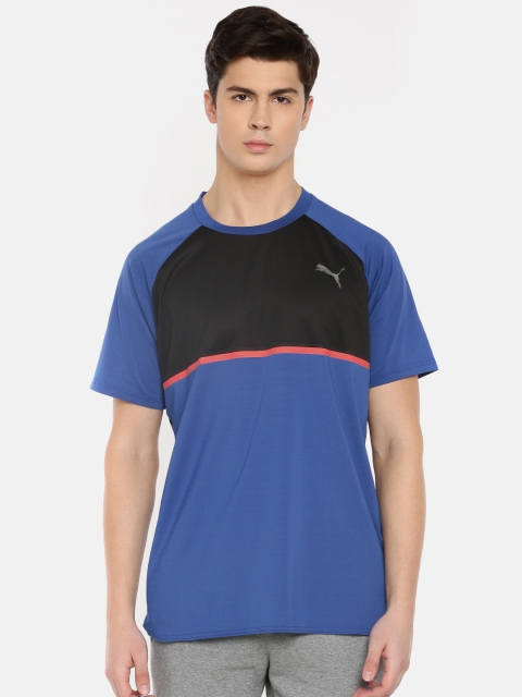 

Puma Men Blue & Black Colourblock dryCELL Power BND Running & Training Round Neck T-shirt