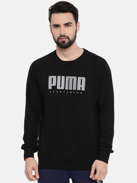 

Puma Men Black Athletics Crew TR Solid Embroidered Sweatshirt
