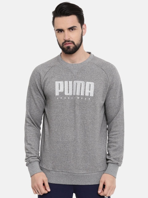 

Puma Men Grey Embroidered Detail Athletics Crew Sweatshirt