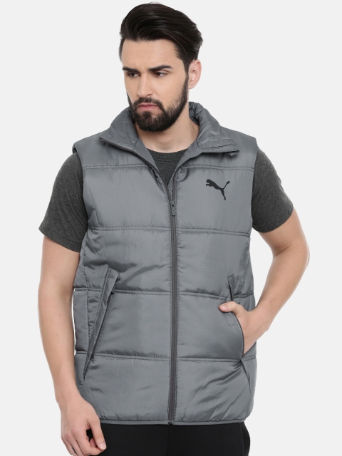 

Puma Men Grey Essentials Puffer Solid Vest Jacket