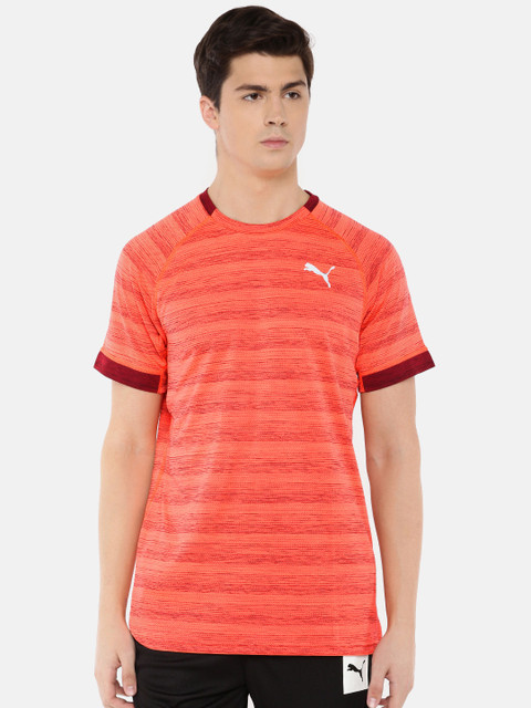 

Puma Men Orange Self Design Round Neck GetFast Thermo-R+ Nrgy dryCell Training T-shirt