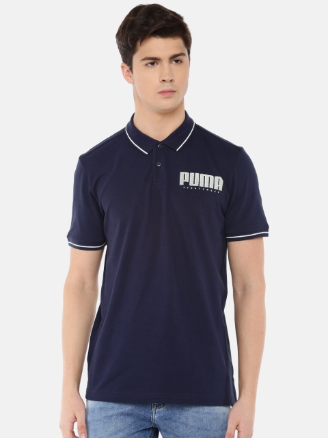

Puma Men Navy Blue Solid Athletics Polo Collar T-shirt